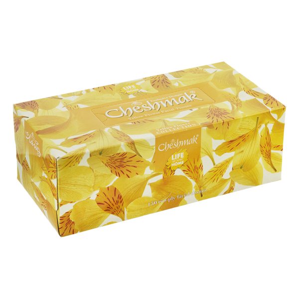 دستمال کاغذی گل زرد دو لایه 150 برگ چشمک