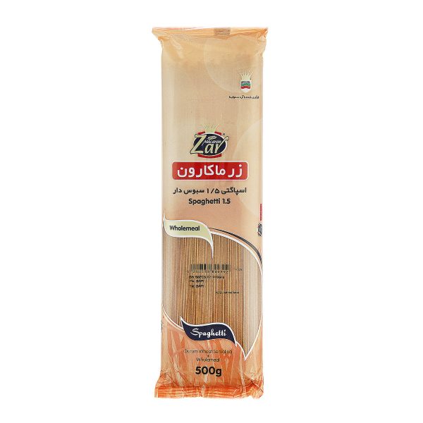 ماکارونی(اسپاگتی) 1.5 سبوس دار زر ماکارون 500 گرمی