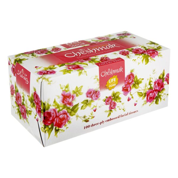 دستمال کاغذی گل سرخی سه لایه 100 برگ چشمک