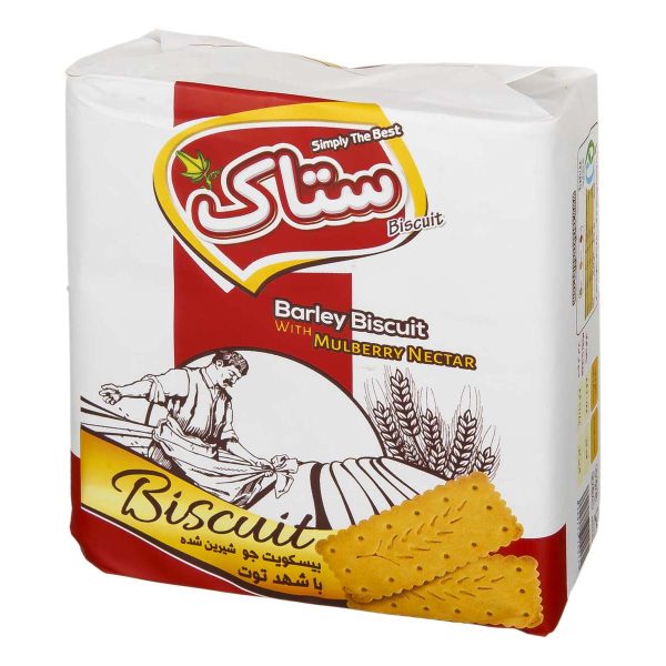 بیسکویت جو شیرین شده با شهد توت 190 گرمی ستاک