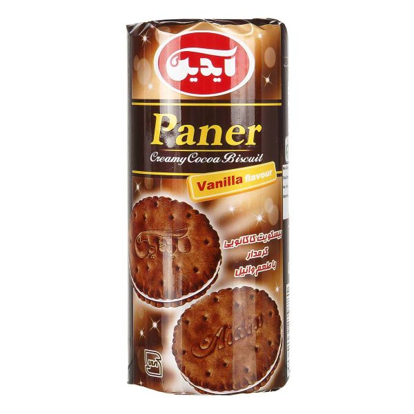 بیسکویت کاکائویی کرم‌دار با طعم وانیل 160 گرمی آیدین