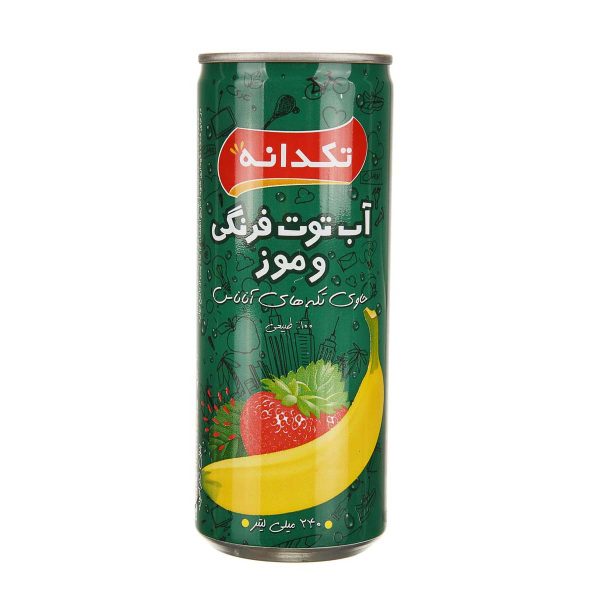 آب توت فرنگی و موز حاوی تکه‌های آناناس 240 میلی لیتری تکدانه