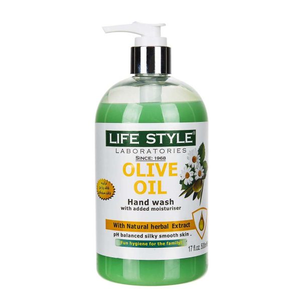 مایع دستشویی گیاهی حاوی عصاره بابونه و روغن زیتون 500 میلی لیتری لایف استایل