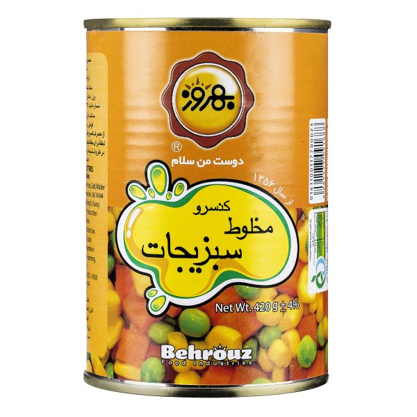 کنسرو مخلوط سبزیجات 420 گرمی بهروز