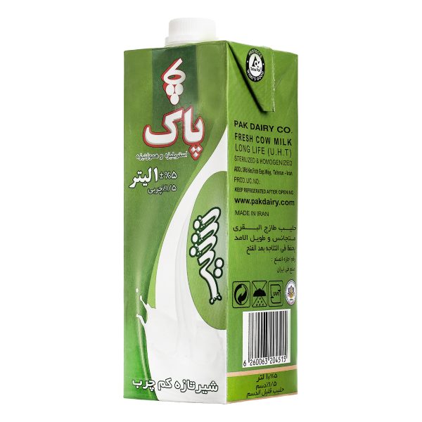 شیر پاکتی کم چرب 1 لیتری پاک