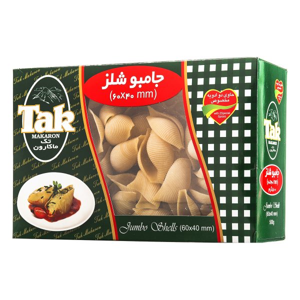 ماکارونی جامبو شلز 40*60-  500 گرمی تک ماکارون