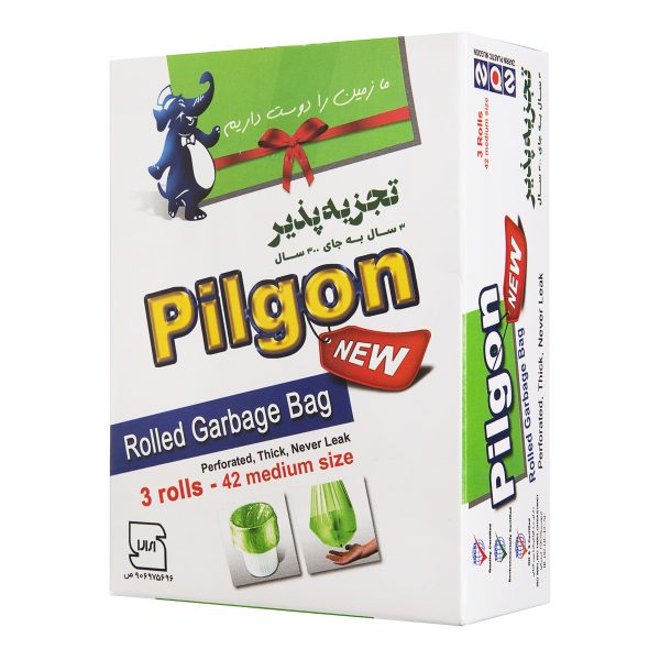 کیسه زباله 3 رول پیلگون 42 عددی متوسط سبز 55 * 75