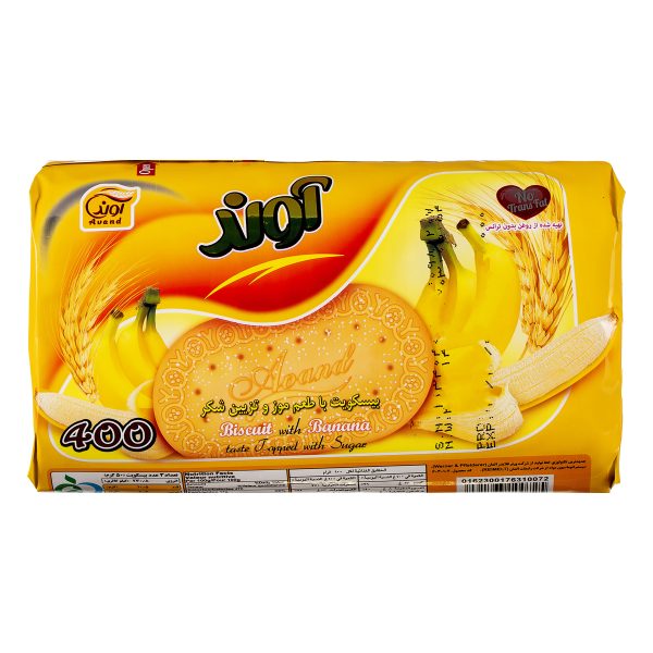 بیسکویت با طعم موز و تزیین شکر360 گرمی آوند