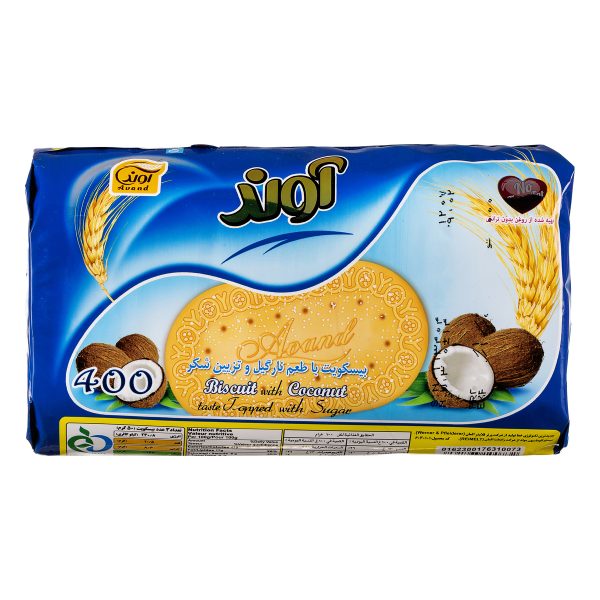 بیسکویت با طعم نارگیل و تزیین شکر360 گرمی آوند