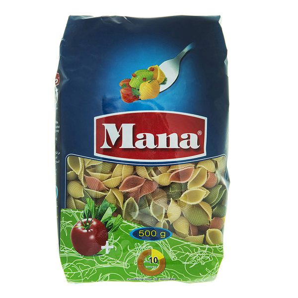 پاستا گوش ماهی سبزیجات 500 گرمی مانا