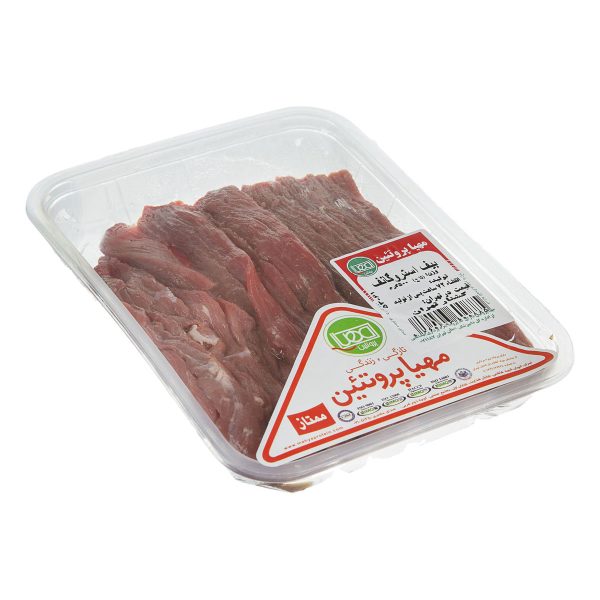 گوشت گوساله بیف استراگانف 500 گرمی مهیاپروتئین