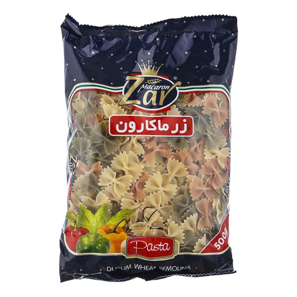 ماکارونی پروانه سبزیجات 500 گرمی زر‌ماکارون