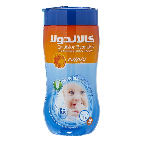 دستمال مرطوب نرم کننده و پاک کننده کودک 70 عددی نینو