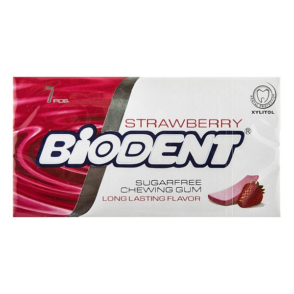biodent بایودنت آدامس مینی اسنیک بدون شکر توت فرنگی