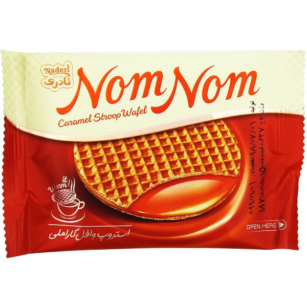 استروپ وافل کاراملی (شیرینی مغزدار) نام نام Nom Nom نادری 37 گرمی