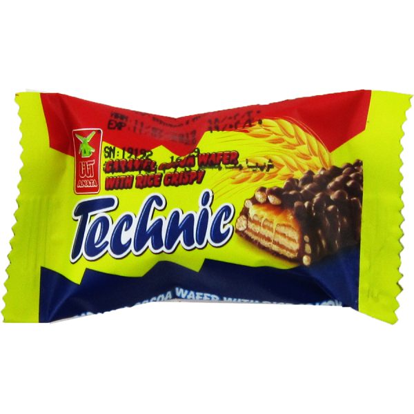 ویفر کاراملی با روکش کاکائویی و غلات حجیم شده آناتا 50 گرمی