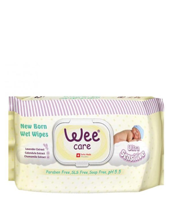 دستمال مرطوب نوزاد ویژه پوست‌های خیلی حساس وی کر Wee Care بسته 63 عددی