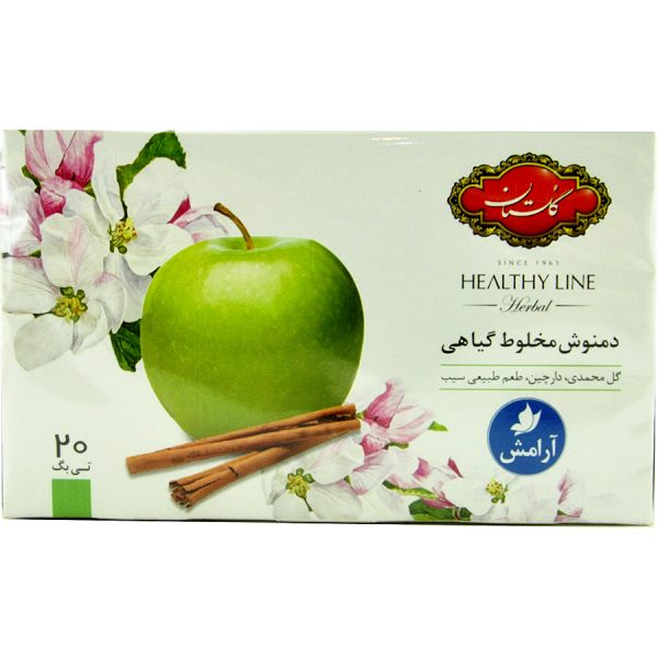 دمنوش آرامش مخلوط گیاهی انولوپ دار (گل محمدی،دارچین،طعم طبیعی سیب) گلستان 20 عددی