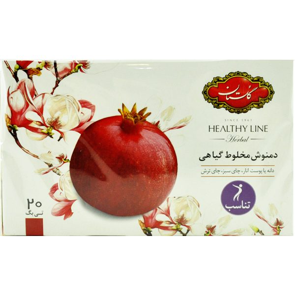 دمنوش تناسب اندام مخلوط گیاهی (دانه یا پوست انار،چای سبز،چای ترش) گلستان 20 عددی