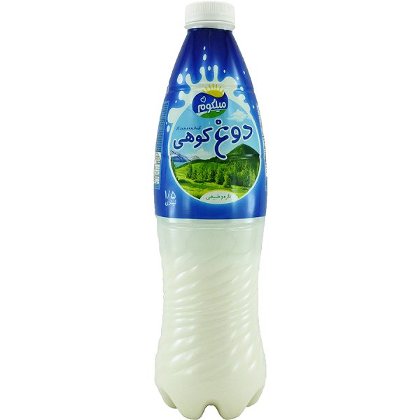 دوغ کوهی گرمادیده تازه و طبیعی میلکوم بدون گاز میهن 1/5 لیتری