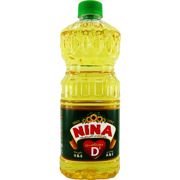 روغن آفتابگردان خالص NINA مخصوص پخت و پز و سالاد غنی شده با ویتامین A+D3+E و حاوی امگا 9&6 نینا 810 میلی لیتری