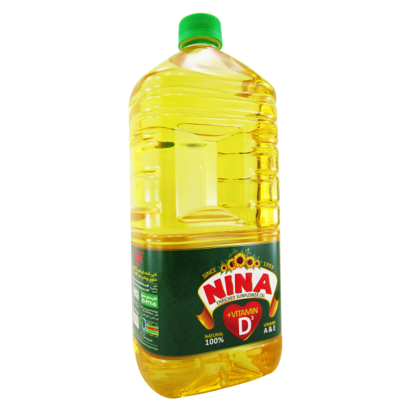 روغن آفتابگردان خالص NINA مخصوص پخت و پز و سالاد غنی شده با ویتامین A+D3+E و حاوی امگا 9&6 نینا 3 لیتری