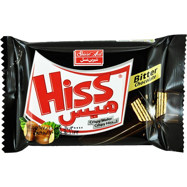 شکلات تلخ با مغزی ویفری هیس Hiss شیرین عسل 42 گرمی
