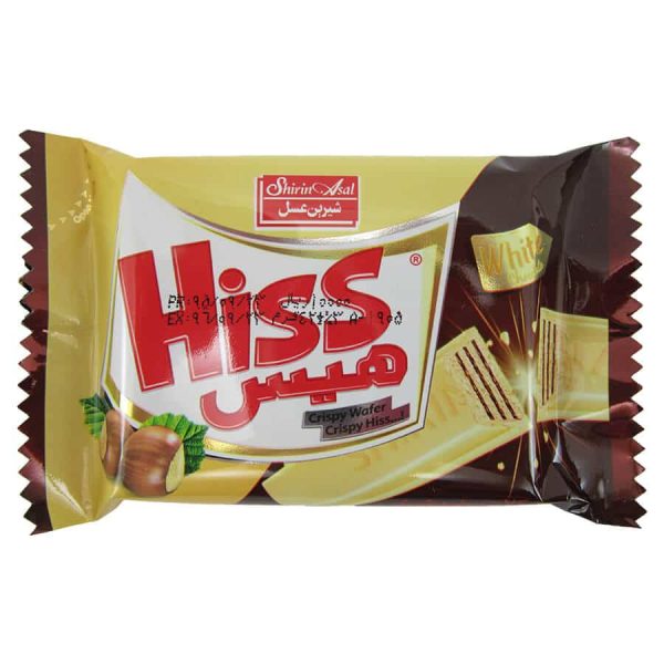 شکلات سفید با مغزی ویفری (فندق) هیس Hiss شیرین عسل 42 گرمی