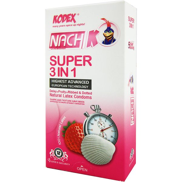 کاندوم خاردار حلقوی مدل SUPER 3IN1 کودکس 12 عددی
